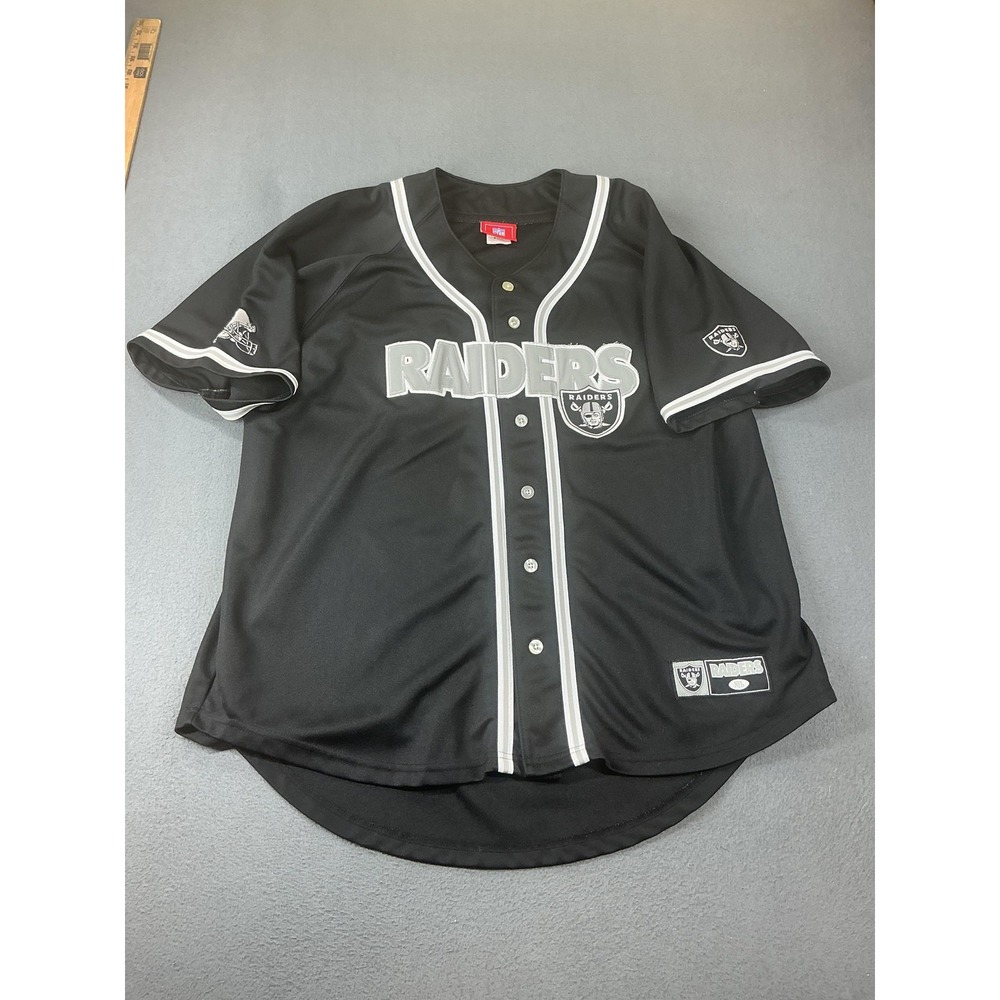 Vintage Las Vegas Raiders Jersey Mens XL Black NFL Football VF Button Front